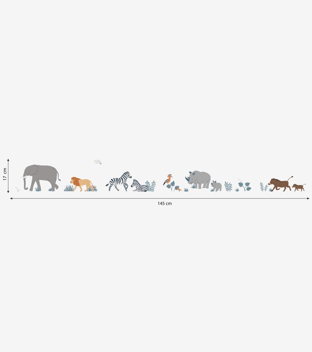 TANZANIA - Stickers muraux - Savane : éléphant, zèbres, lion …