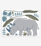 TANZANIA - Stickers muraux - Rhinocéros, palmes et feuilles