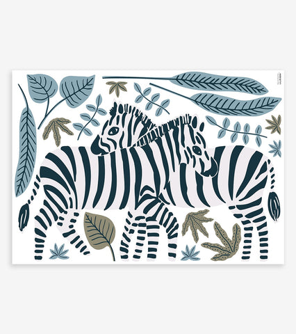 TANZANIA - Stickers muraux - Zèbres, palmes et feuilles