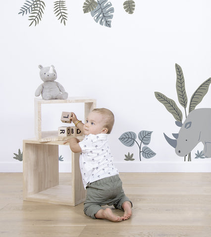 Sticker jungle feuilles monstera, décor chambre bébé Lilipinso