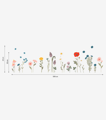 WILDFLOWERS - Stickers muraux - Fleurs : bleuets, coquelicot