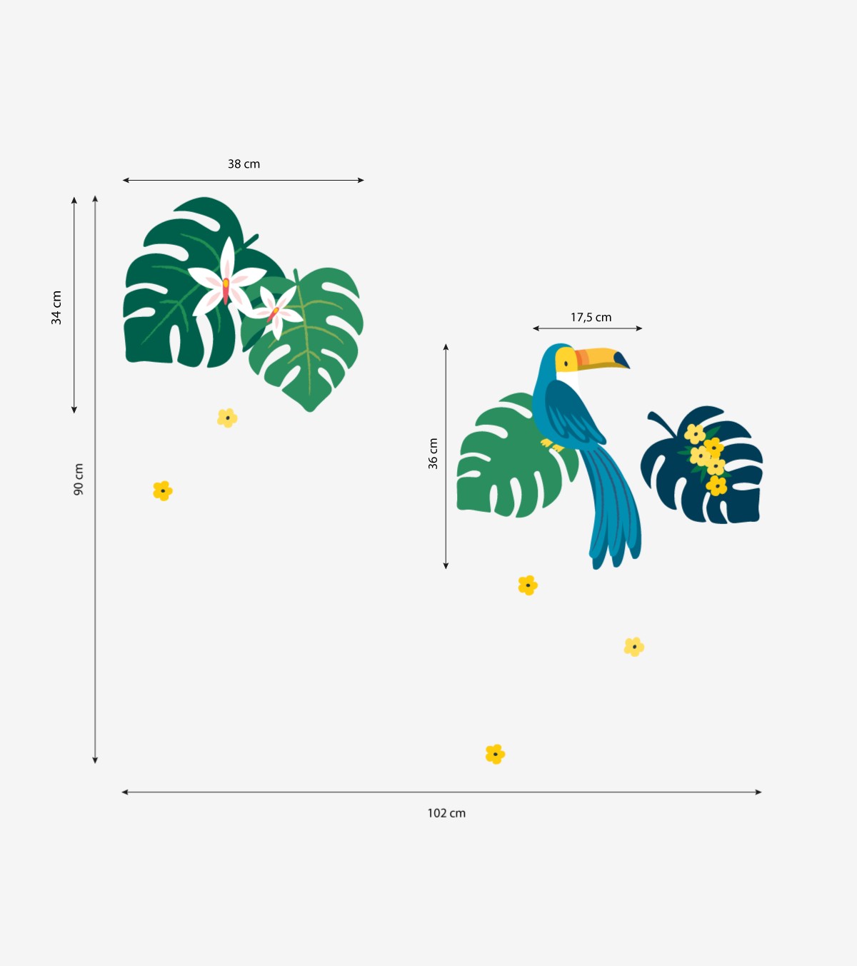 RIO - Stickers muraux - Toucan et feuilles
