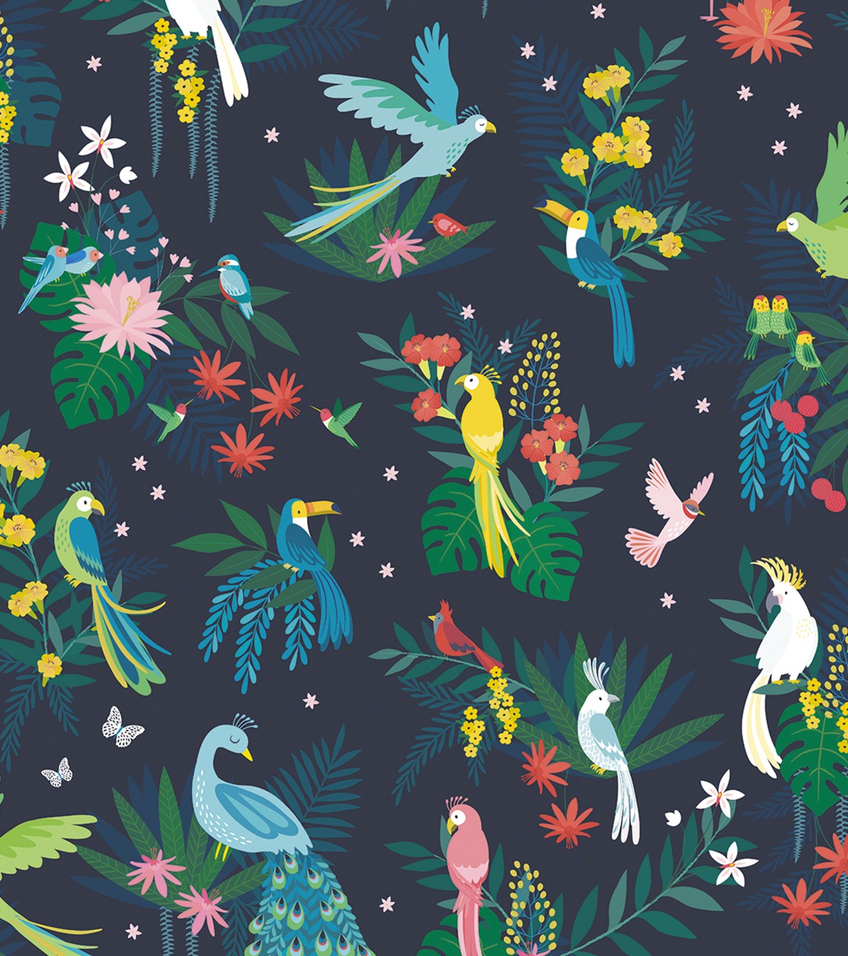 RIO - Papier peint enfant - Motif oiseaux tropicaux