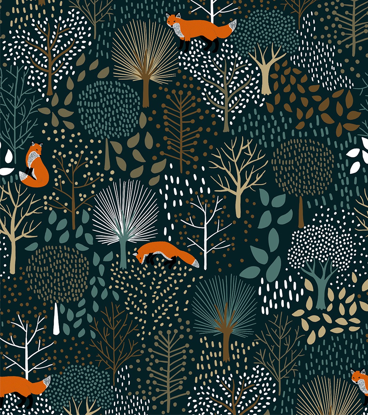 M. FOX - Papier peint enfant - Motifs forêt et renard