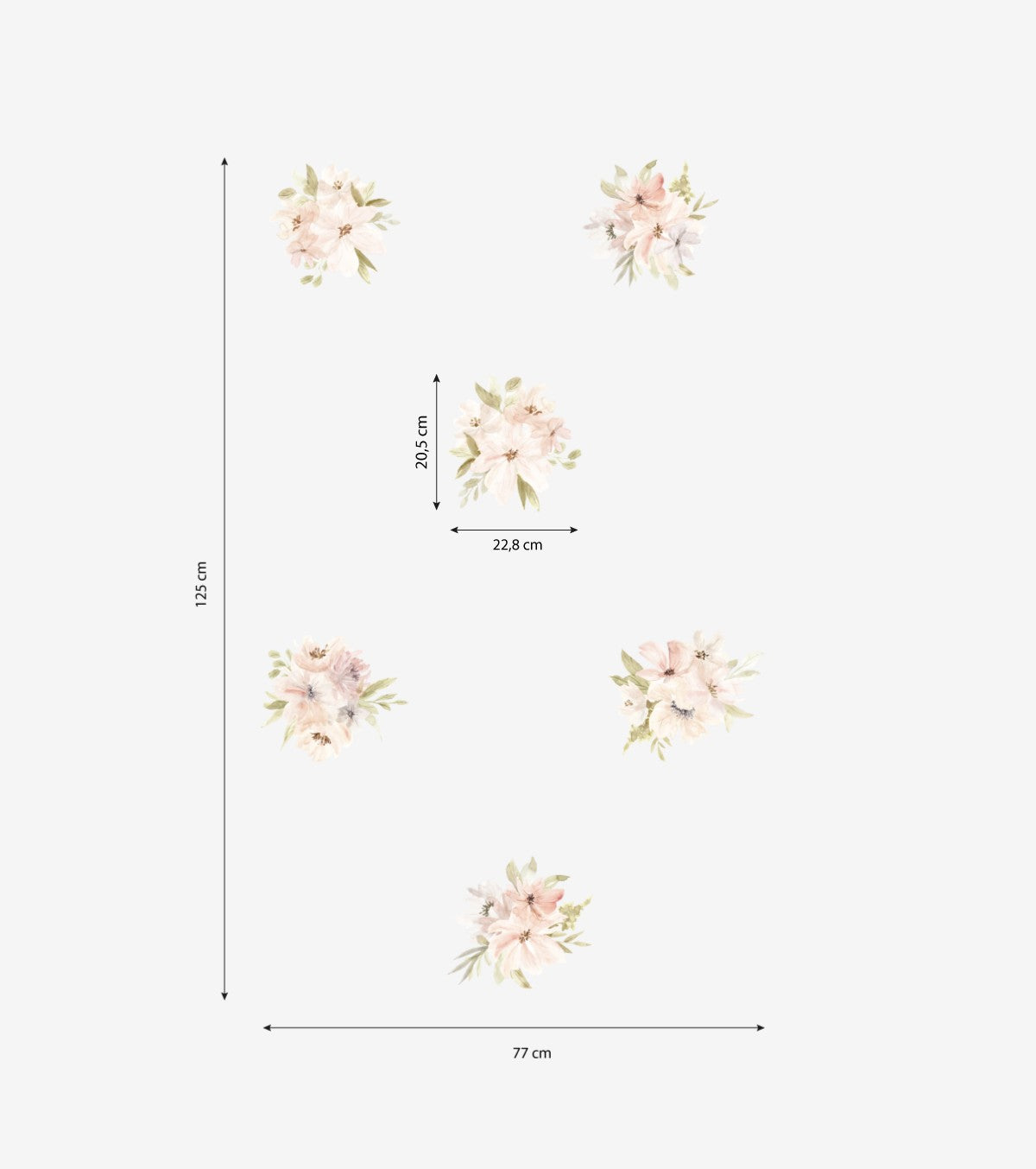 APPOLINE - Stickers muraux - Bouquets de fleurs (aquarelle)