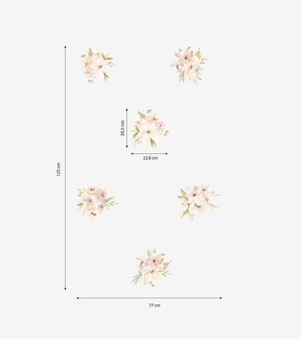 APPOLINE - Stickers muraux - Bouquets de fleurs (aquarelle)