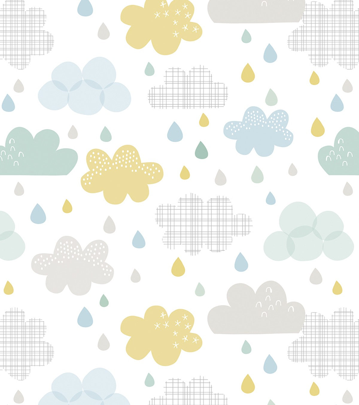 SMILE IT'S RAINING - Papier peint enfant - Motif nuages et gouttes