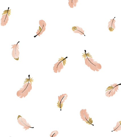 FLAMINGO - Papier peint enfant - Motifs plumes rose