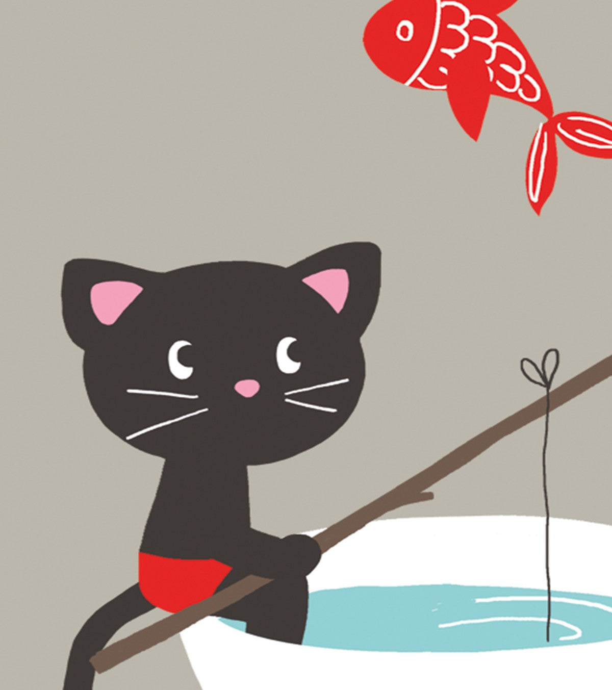 MOKA & POM - Affiche enfant - Chaton qui pêche