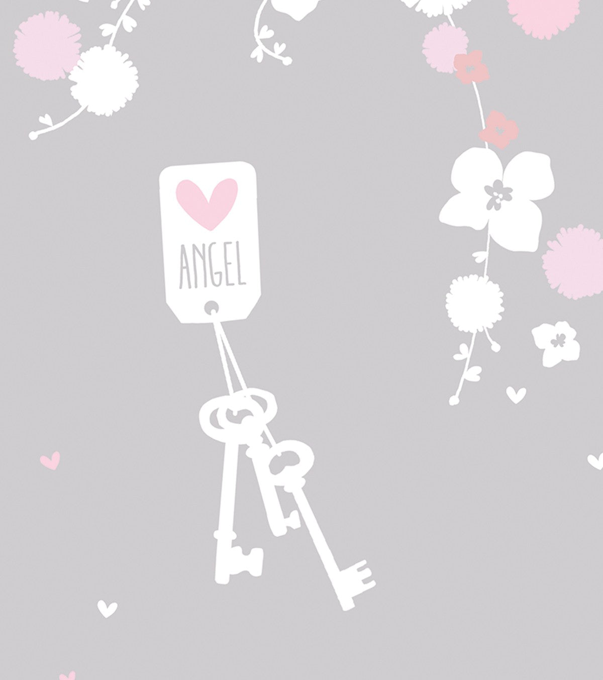 ANGEL - Affiche enfant - Fleurs (rose et blanc)