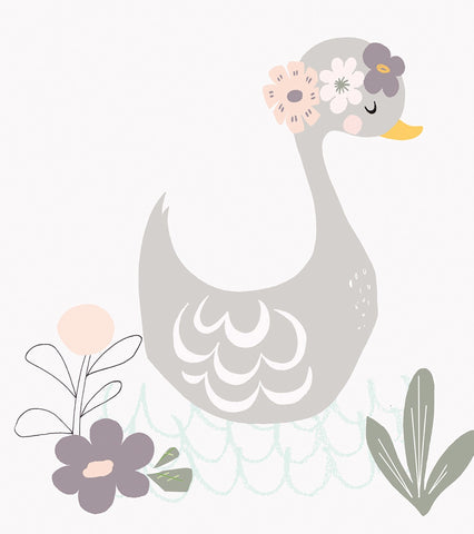 MY LOVELY SWAN - Affiche enfant - Cygne et fleurs