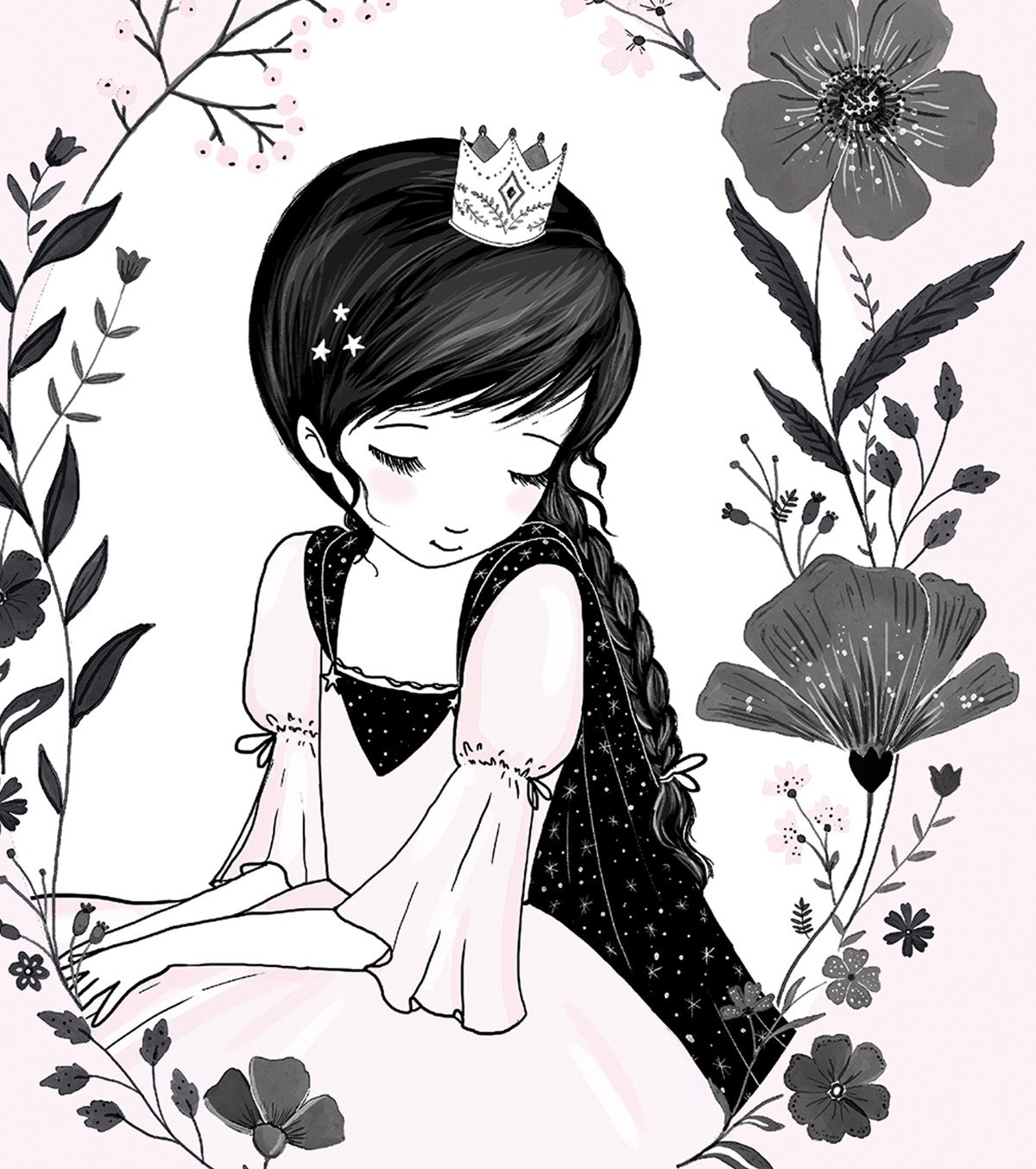 LITTLE PRINCESS - Affiche enfant - Princesse et fleurs