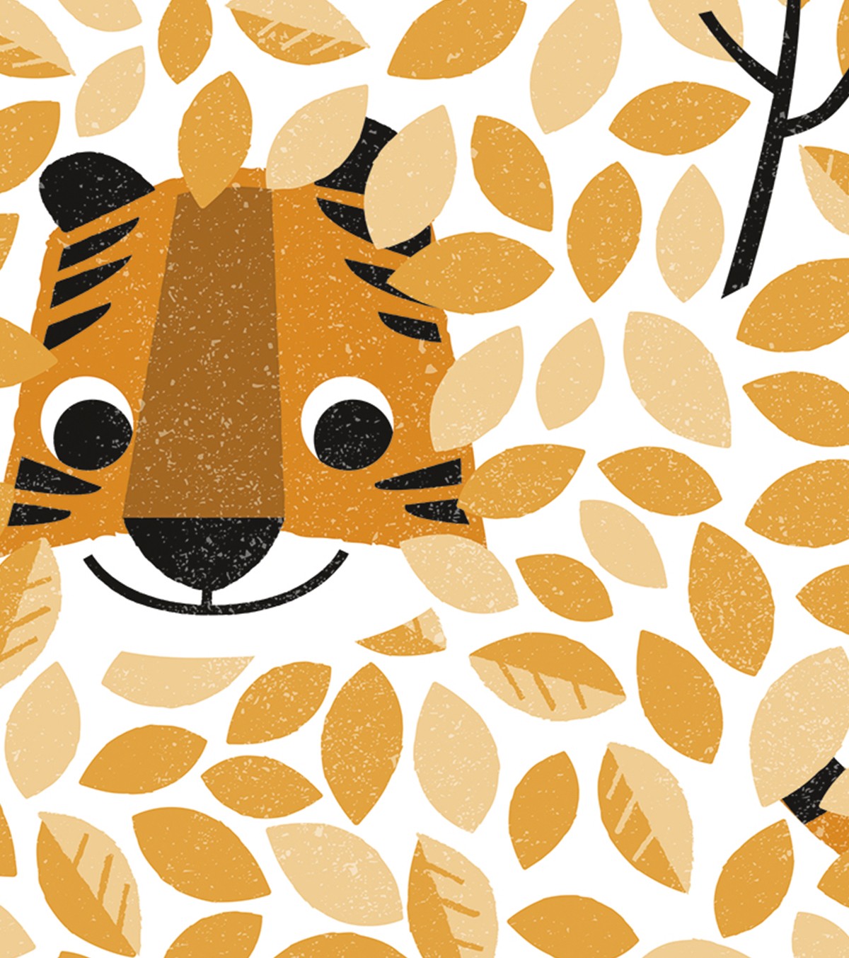 HIDE & SEEK - Affiche enfant - Tigre et feuilles