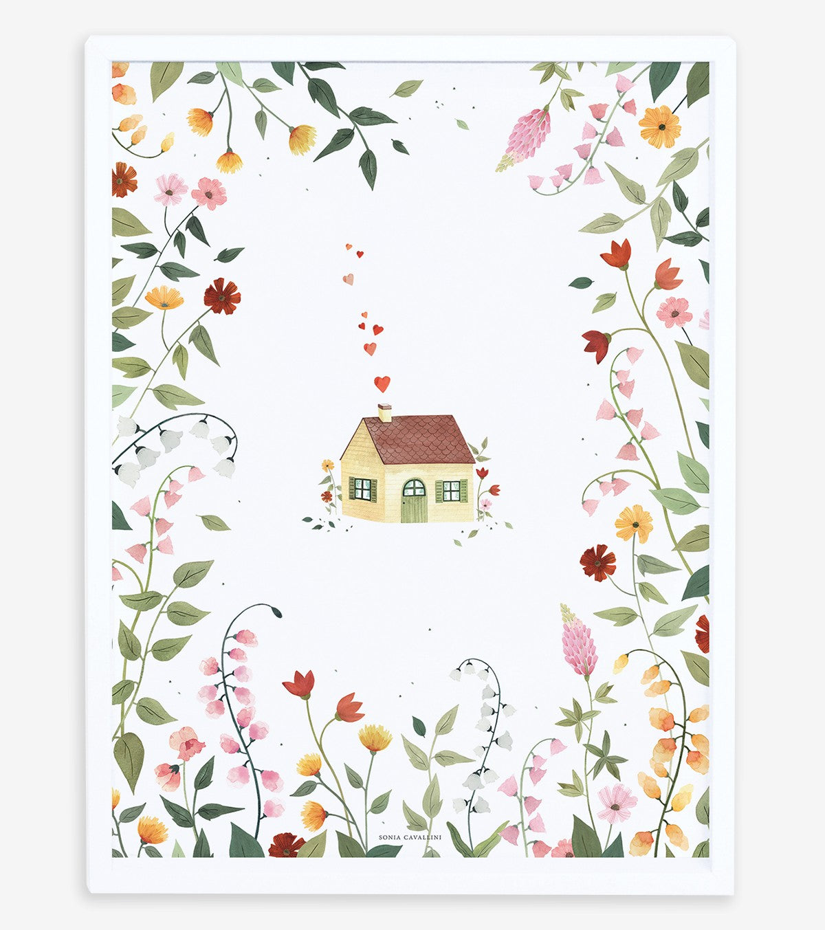 QUEYRAN - Affiche enfant - Maison et fleurs des champs