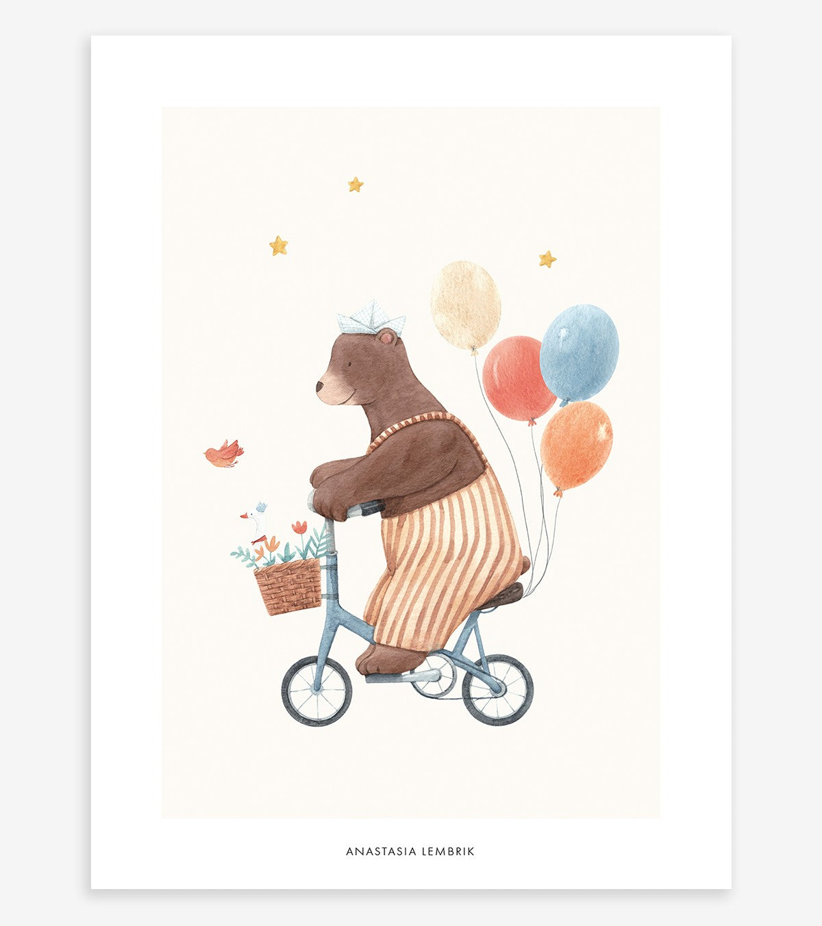 GENTLE FRIENDS - Affiche enfant - Balade à bicyclette