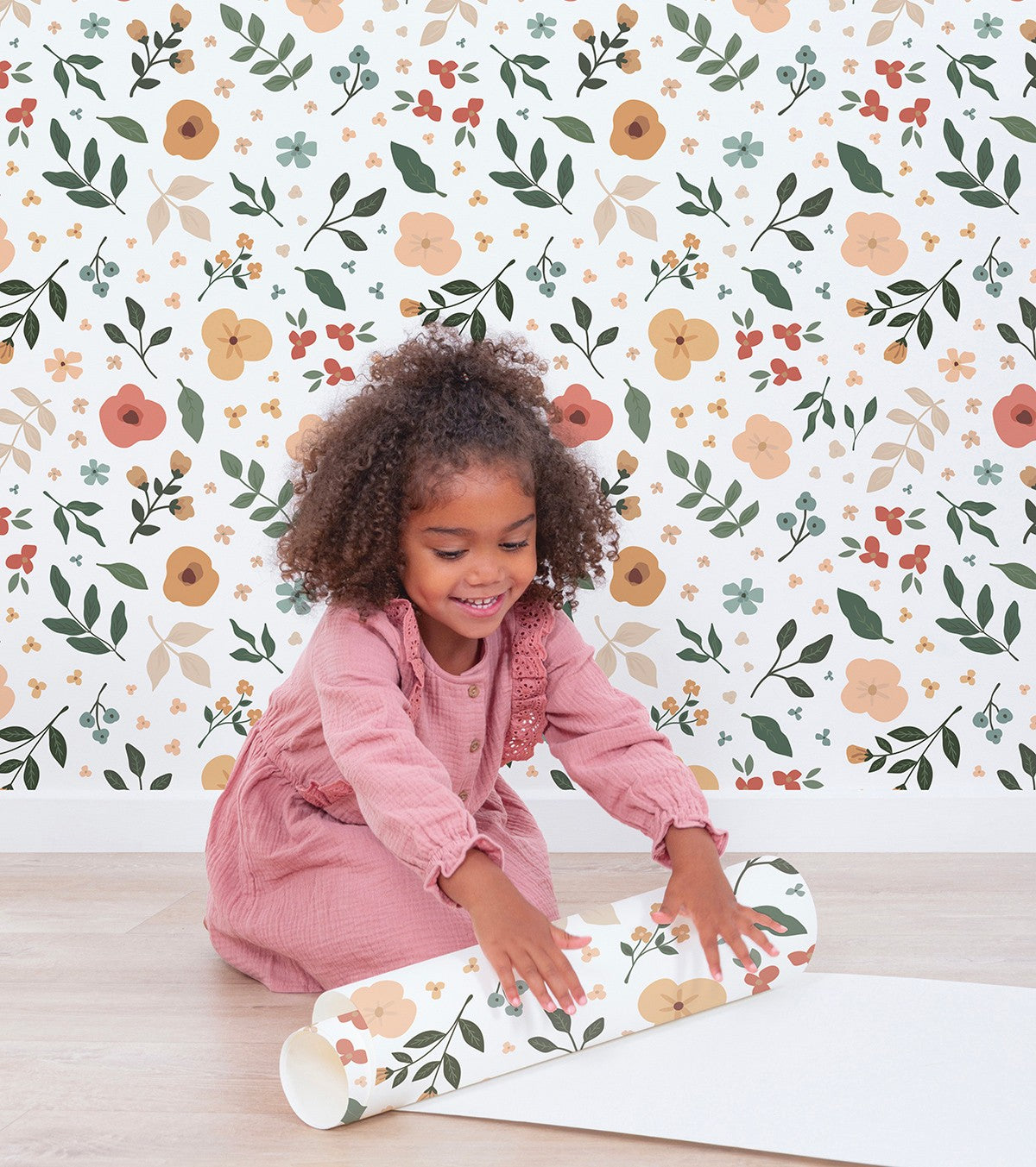 BLOEM - Papier peint enfant - Motif fleurs et feuilles