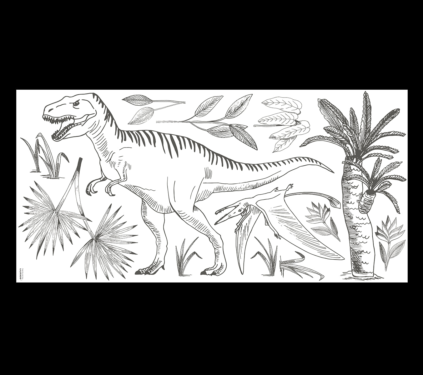 DINOSAURUS - Stickers muraux - Dinosaure : T - rex, ptéranodon et palmier