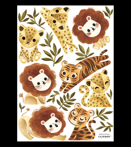 FELIDAE - Stickers muraux - lions, guépards et tigres