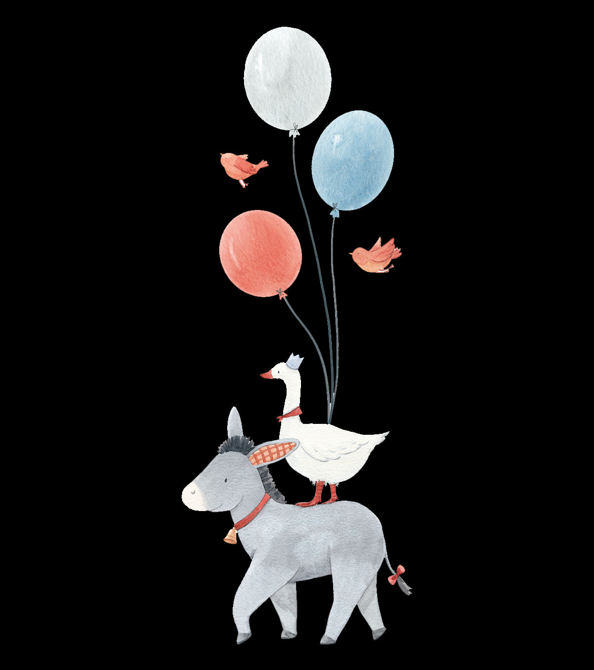 GENTLE FRIENDS - Grand sticker - L'âne et ballons