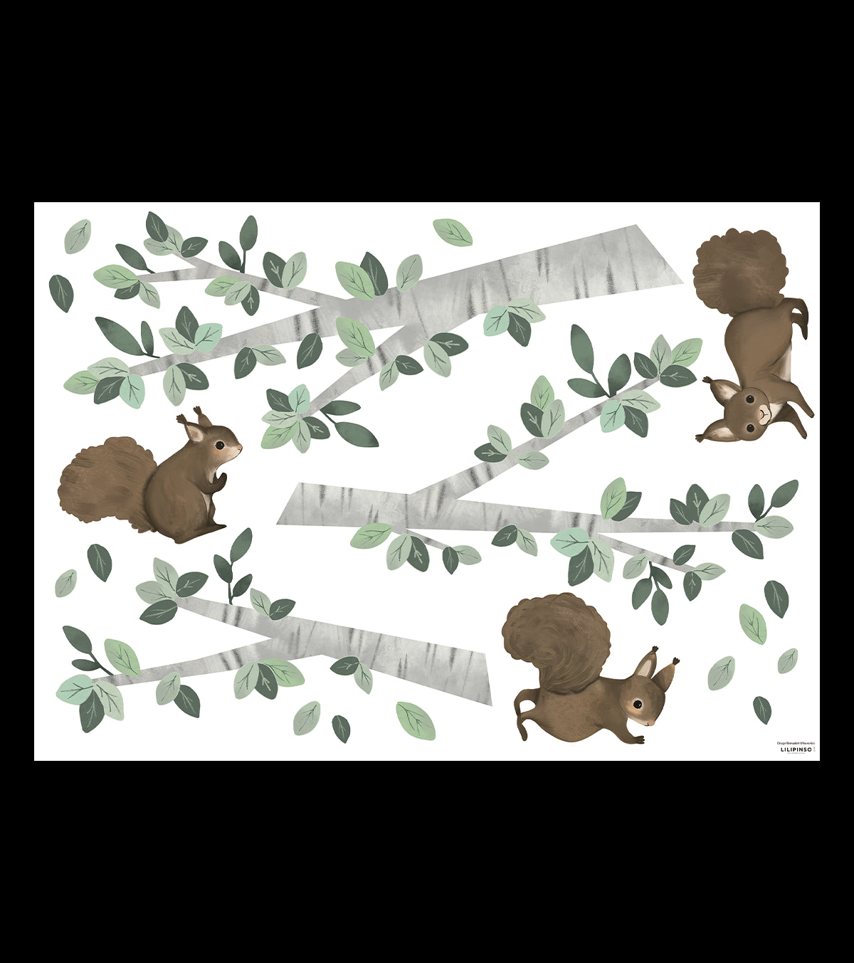 KHARU - Stickers muraux - Écureuils et branches