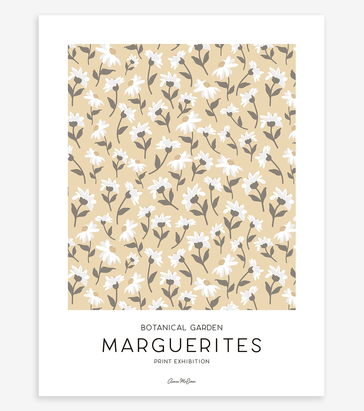 PICNIC DAY - Affiche enfant - Marguerites (moutarde)