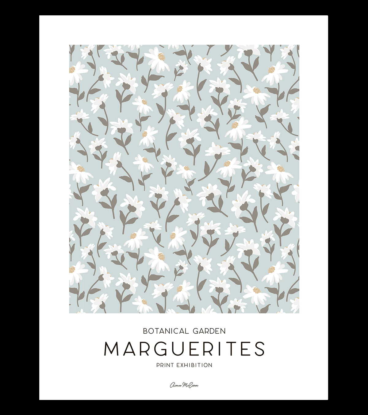 PICNIC DAY - Affiche enfant - Marguerites (bleu clair)