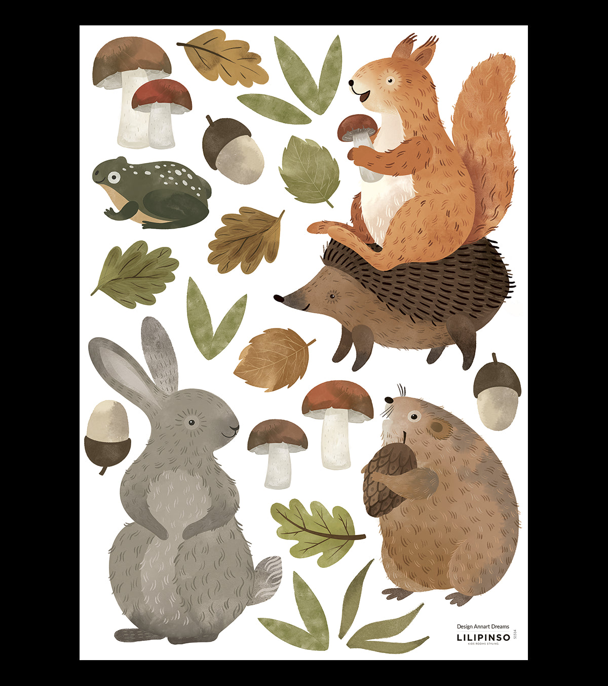 NORWOOD - Stickers muraux - Forêt : lapin, hérisson, écureuil …