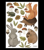 NORWOOD - Stickers muraux - Forêt : lapin, hérisson, écureuil …