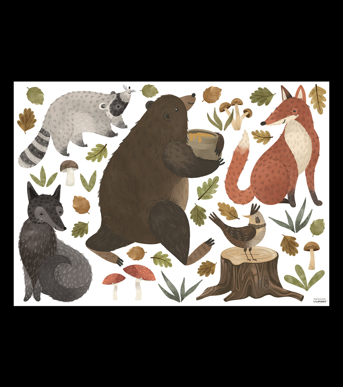 NORWOOD - Stickers muraux - L'ours et ses amis de la forêt