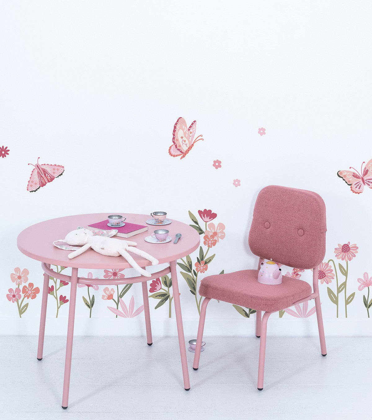 Stickers Chambre Fille  Jardin, fleurs et papillon - Déco Lilipinso