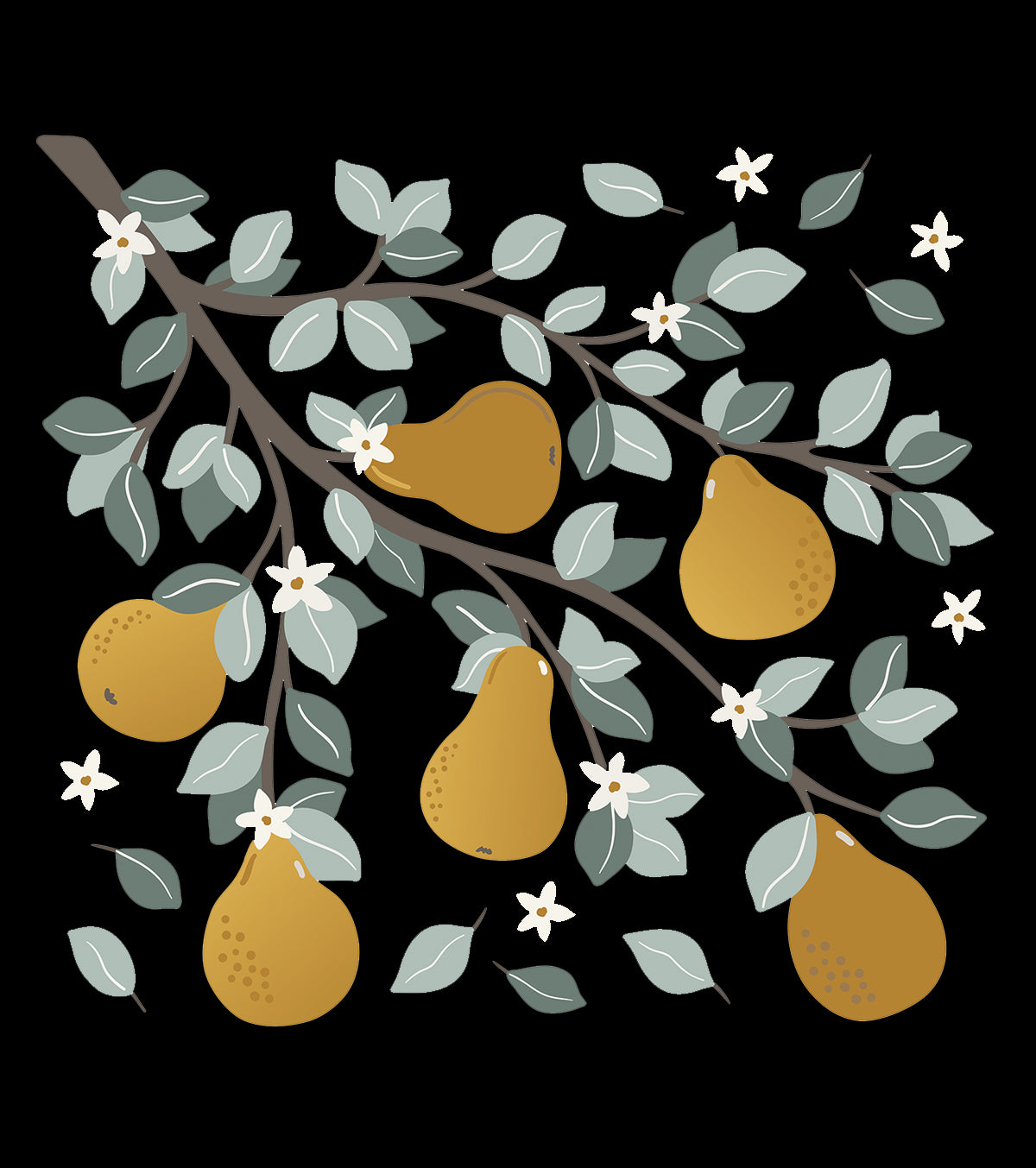 LOUISE - Grand sticker - Branches et poires