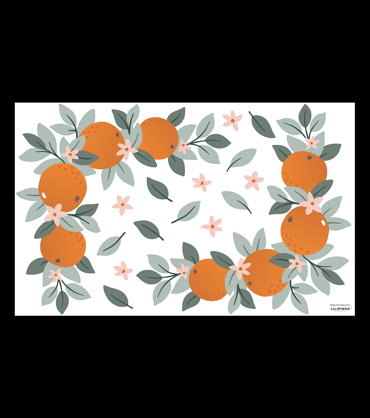 LOUISE - Stickers muraux - Oranges et feuillages