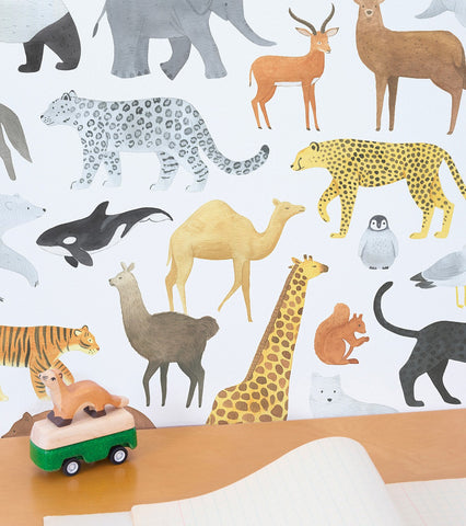 LIVING EARTH - Papier peint enfant - Motif animaux