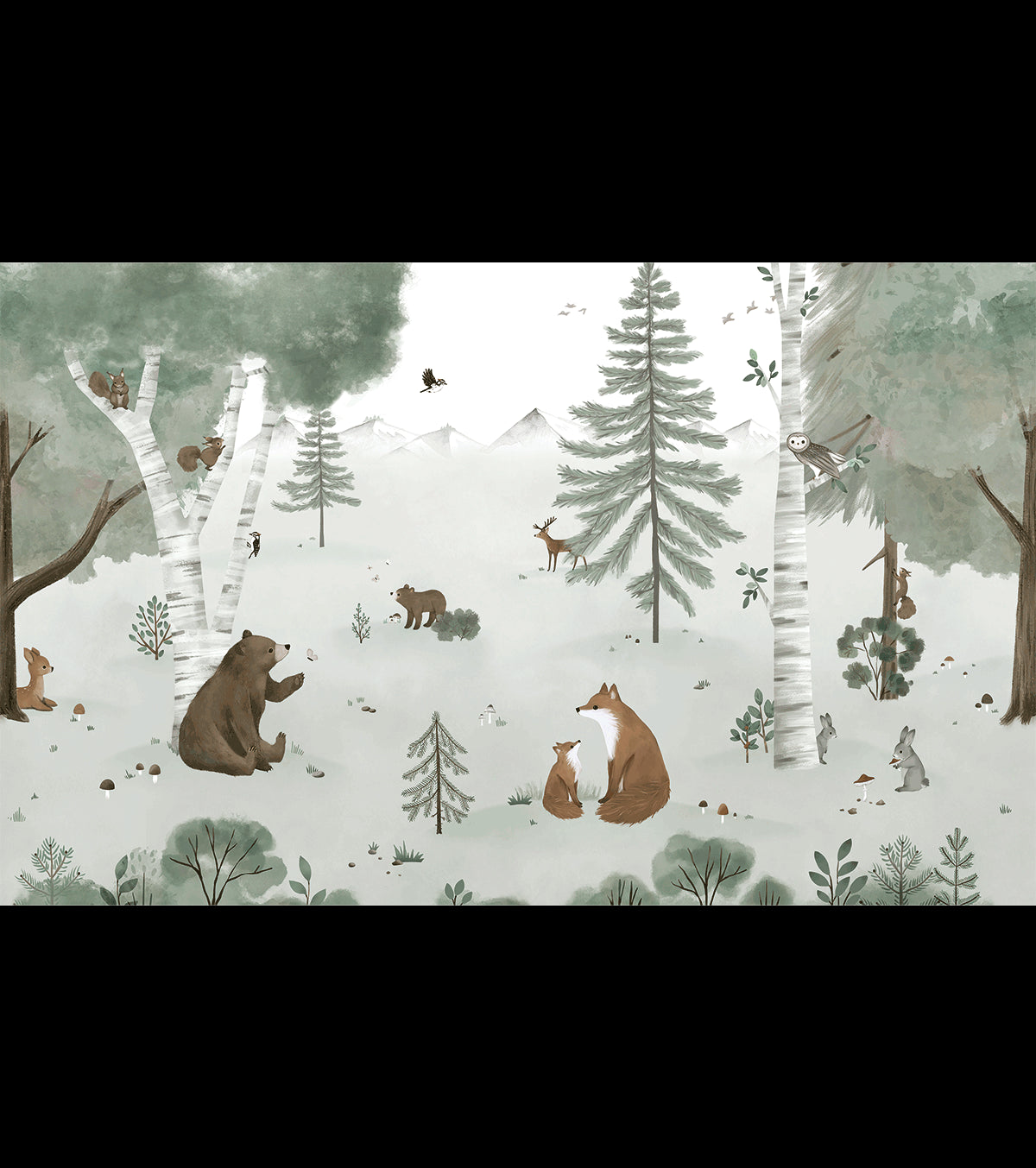 KHARU - Papier peint panoramique - Forêt et animaux