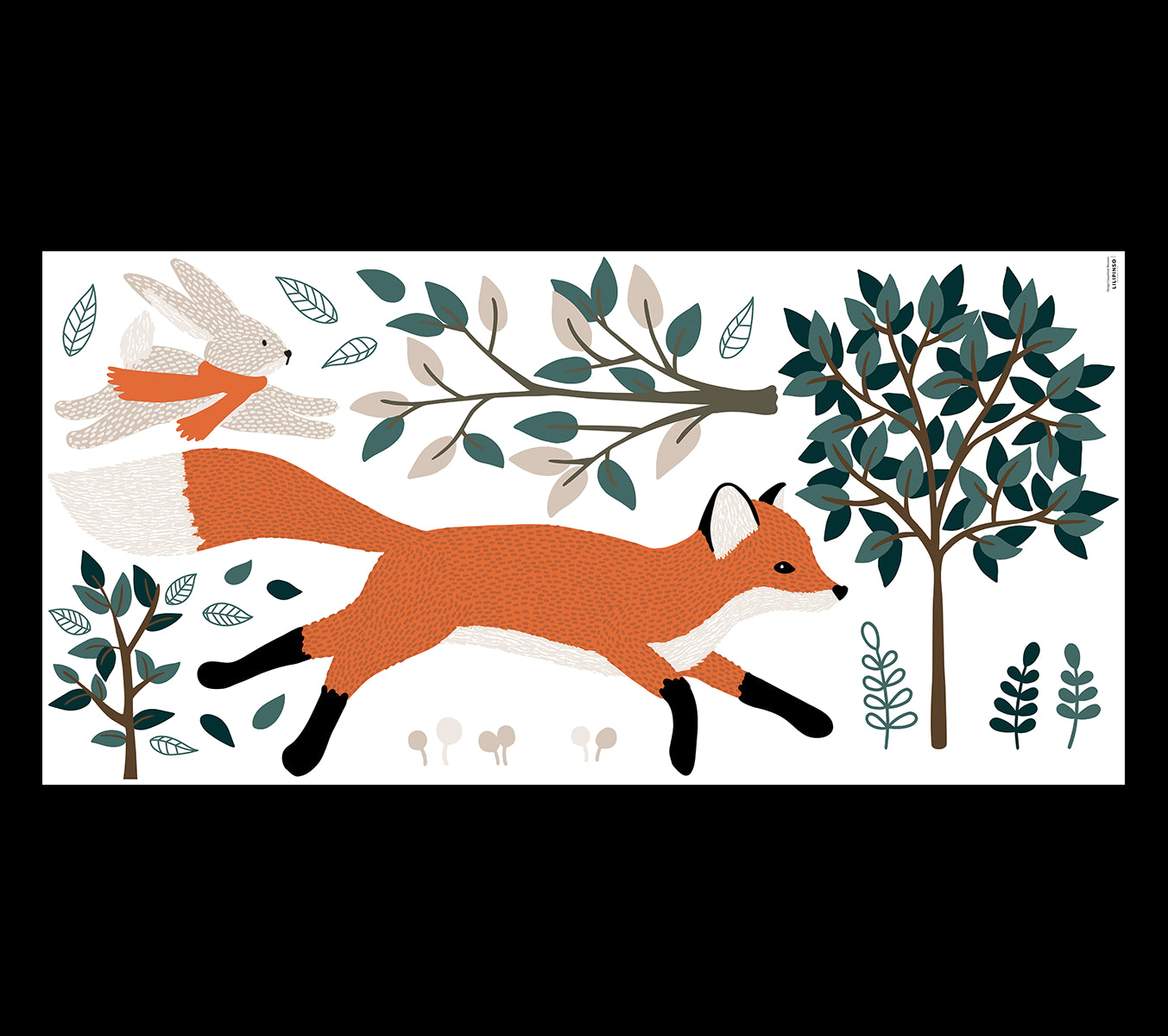 M. FOX - Stickers muraux - Forêt, renard et lapin