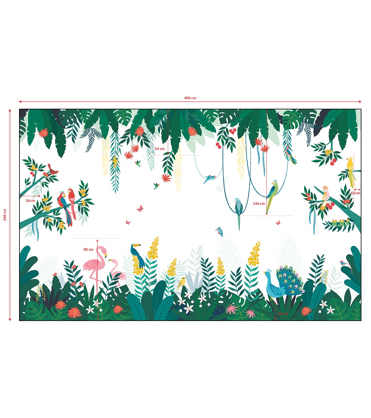 RIO - Papier peint panoramique - Jungle et oiseaux