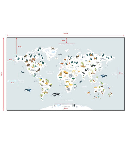LIVING EARTH - Papier peint panoramique - Mappemonde animaux