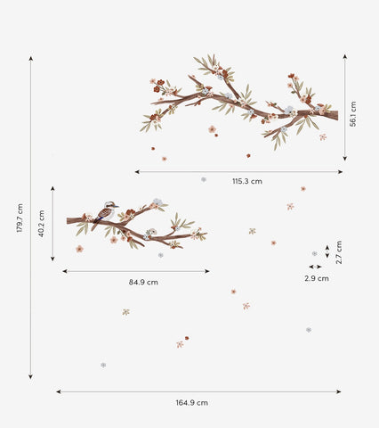 LILYDALE - Stickers muraux - Grandes branches fleuris