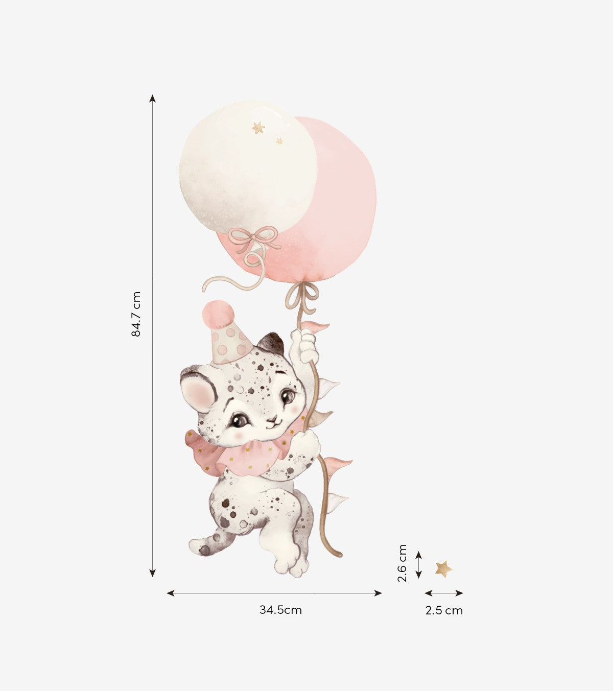 SELENE - Grand sticker - Pierrot le guépard (rose)
