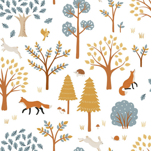 JÖRO - Papier peint enfant - Motif forêt (renard)