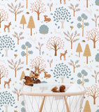 JÖRO - Papier peint enfant - Motif forêt (biche)