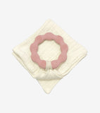 Anneau de dentition vieux rose et son lange