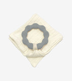 Anneau de dentition gris et son lange